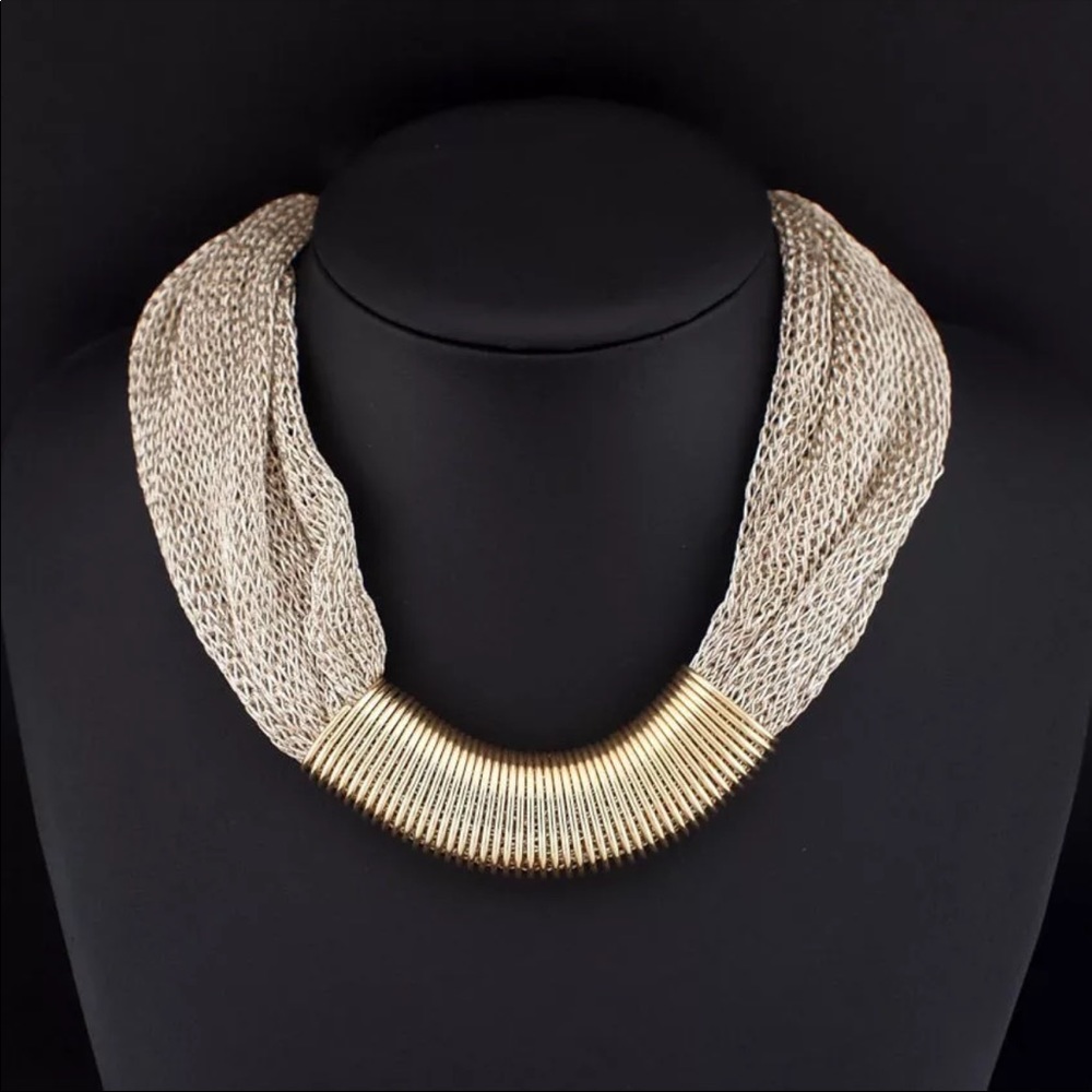 New Gold Chunky Collar Rope Chain Necklace - Picture 2 of 4